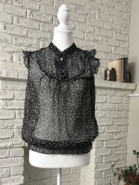 TRAMP Multi-Dot Pattern Scuff Blouse - Excellent Condition - Size M